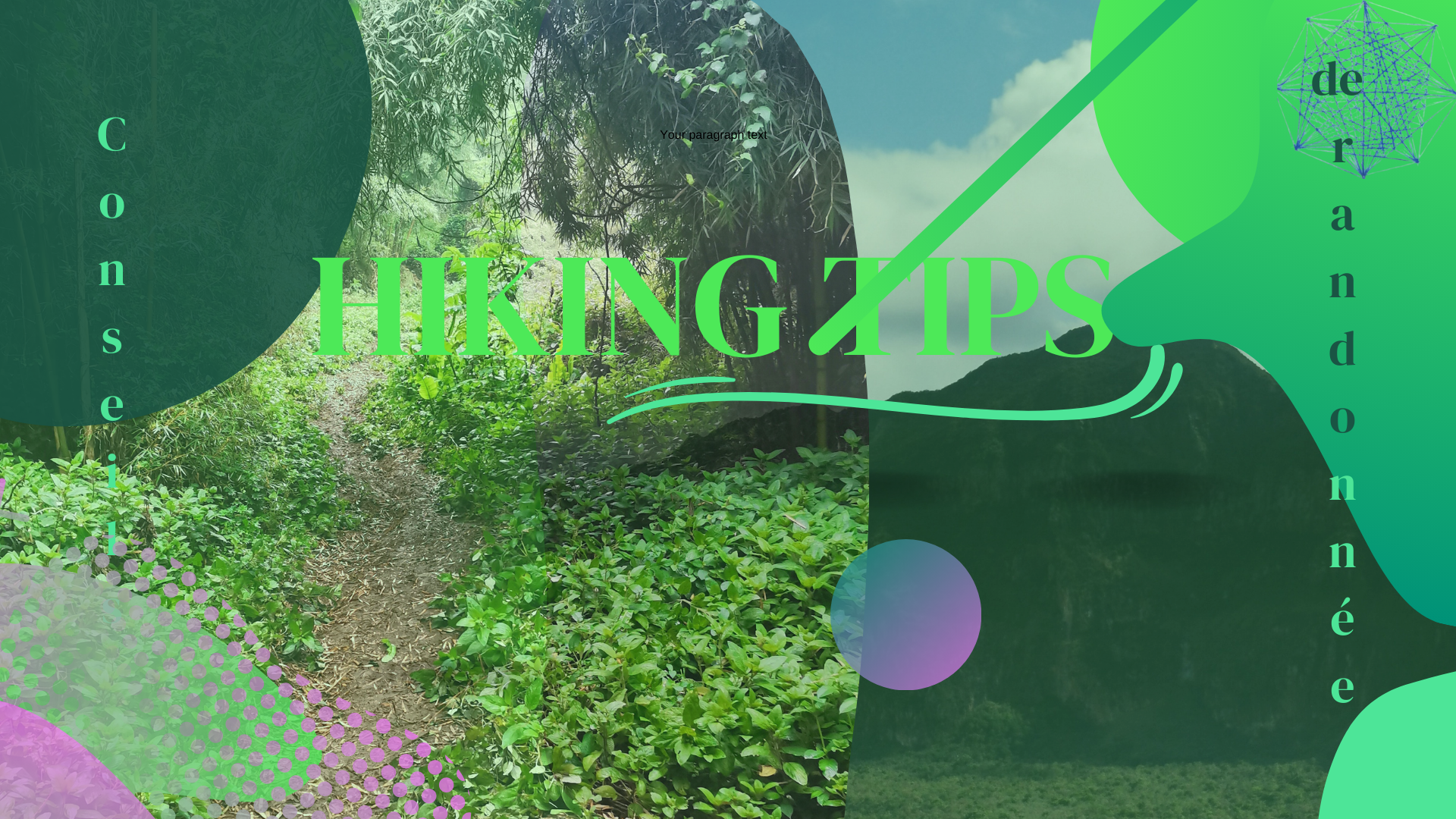 Image with trail and mountain in the background and text "Hiking Tips" in the foreground